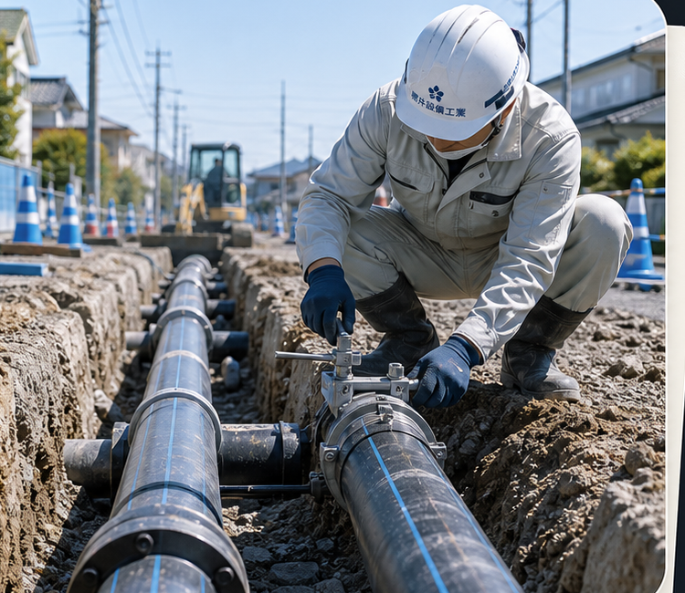 給排水設備工事の施工現場